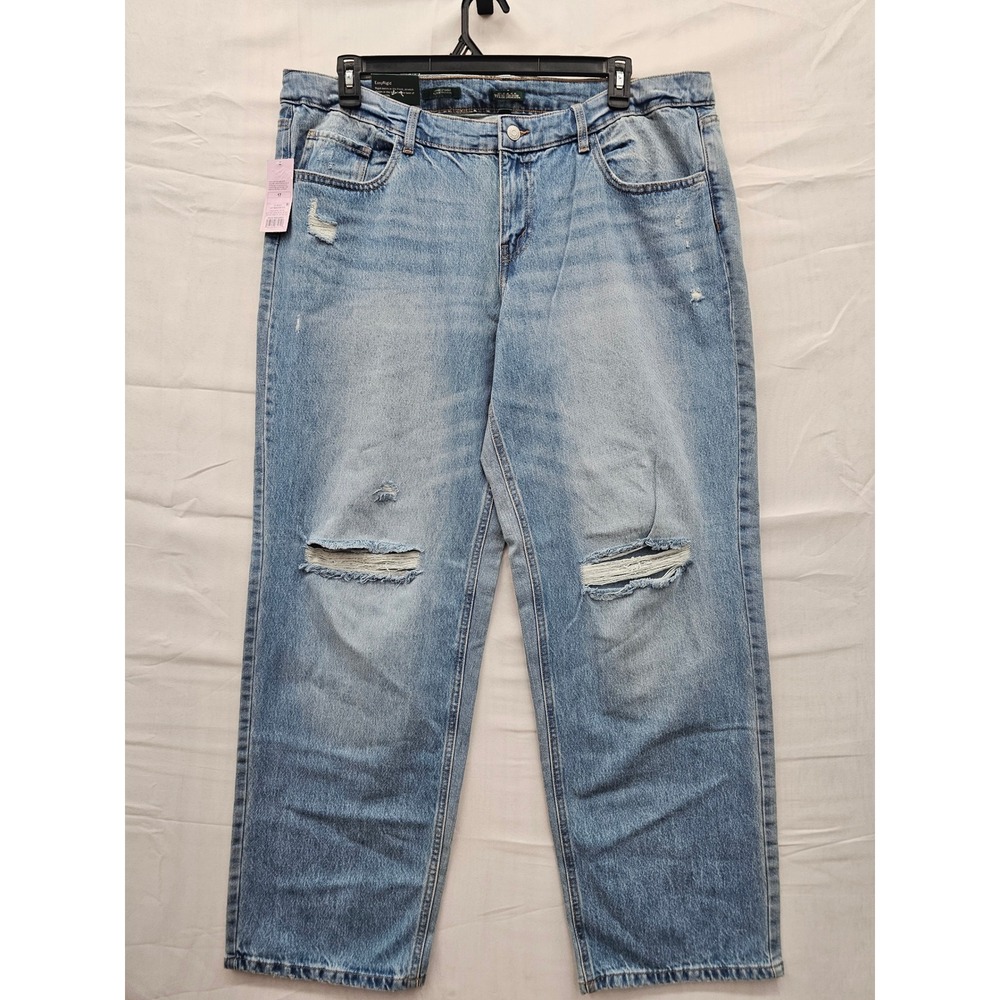 Wild Fable Womens Mid-Rise Straight Distressed Jeans Light Wash Size 17